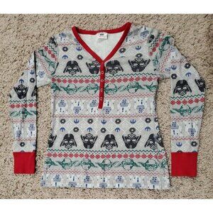 Hanna Andersson Star Wars Pajama Top‎ Womens S Fair Isle Holiday Christmas